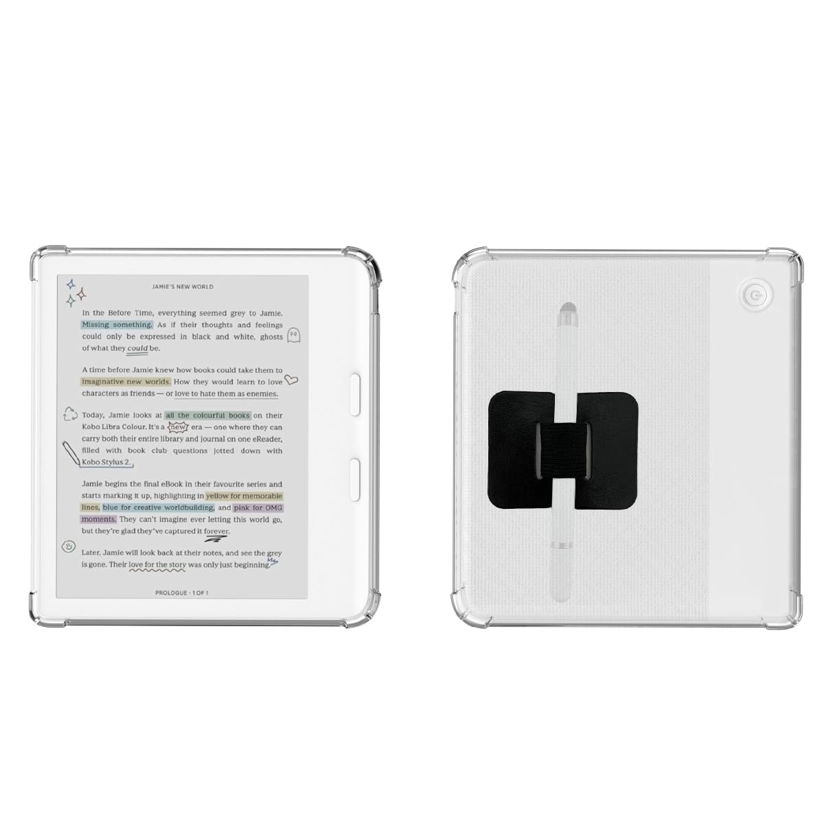 Clear Case for Kobo Libra Colour with Stylus Pen Holder
